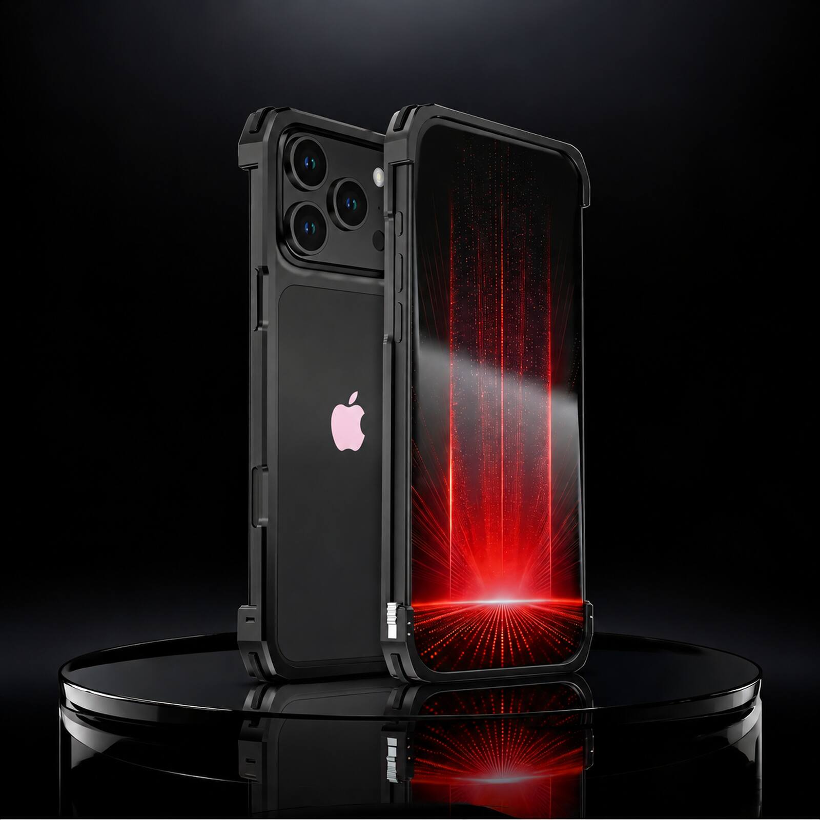 Back. Dteck - For Apple iPhone 18 Pro Aluminum Bumper Case,Slim Fit Heat Dissipation Rugged Metal Frame Cover Corner Protection - Black.