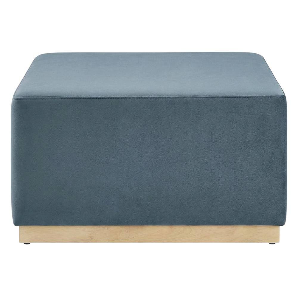 Back. Outdoor Escape - Square Velvet Ottoman With Modern Design For Outdoor Use - Blue.
