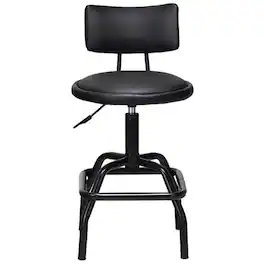 Pefilos - Adjustable Swivel Vintage PU Leather Bar Stool, Bar Height Stools, Counter Height Bar Stools for Kitchen, Dining Room - Black