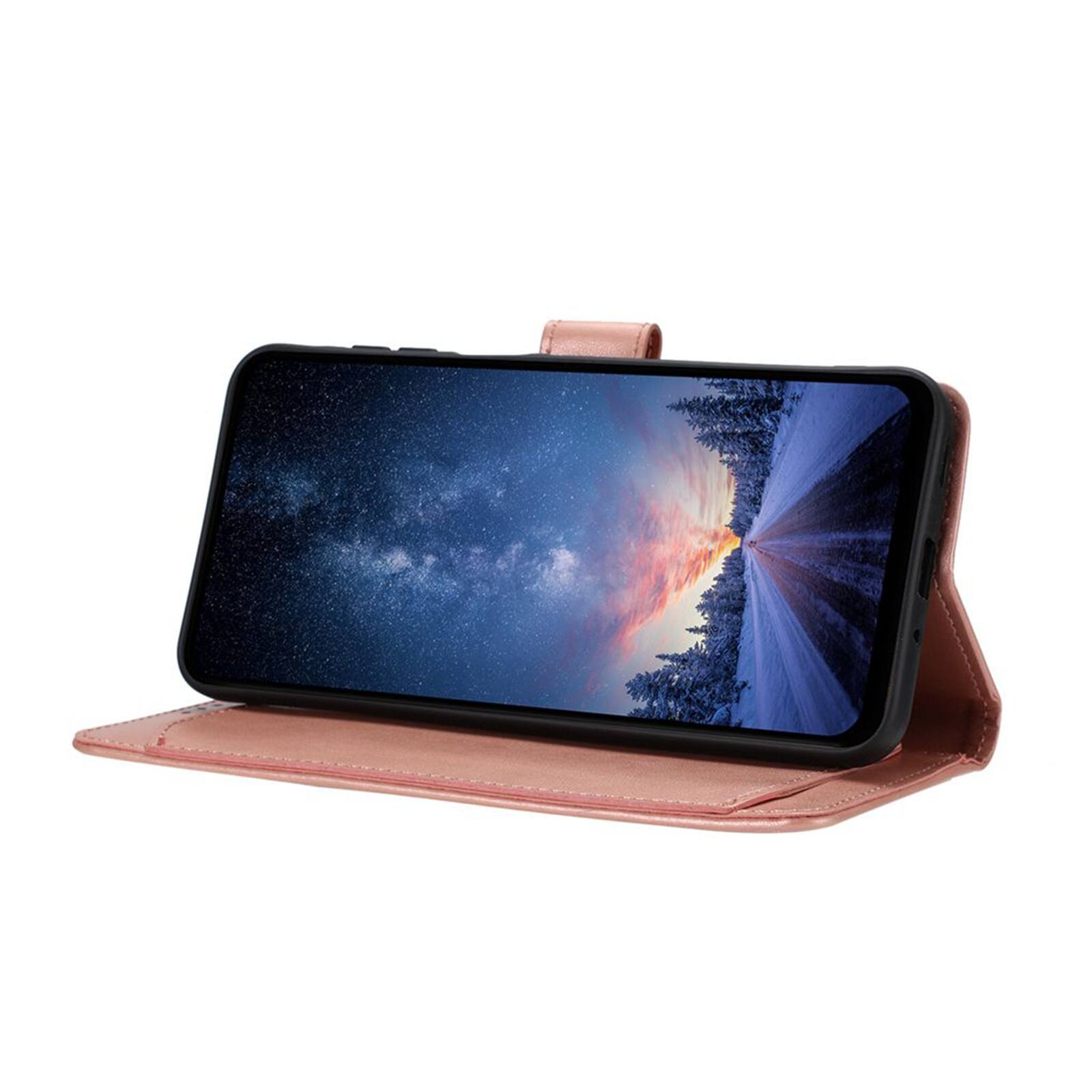 Left. Dteck - Dteck Wallet Folio Case for Apple iPhone 16 Pro Max, Shockproof Magnetic PU Leather Flip Card Slots Stand Case - Rosegold.
