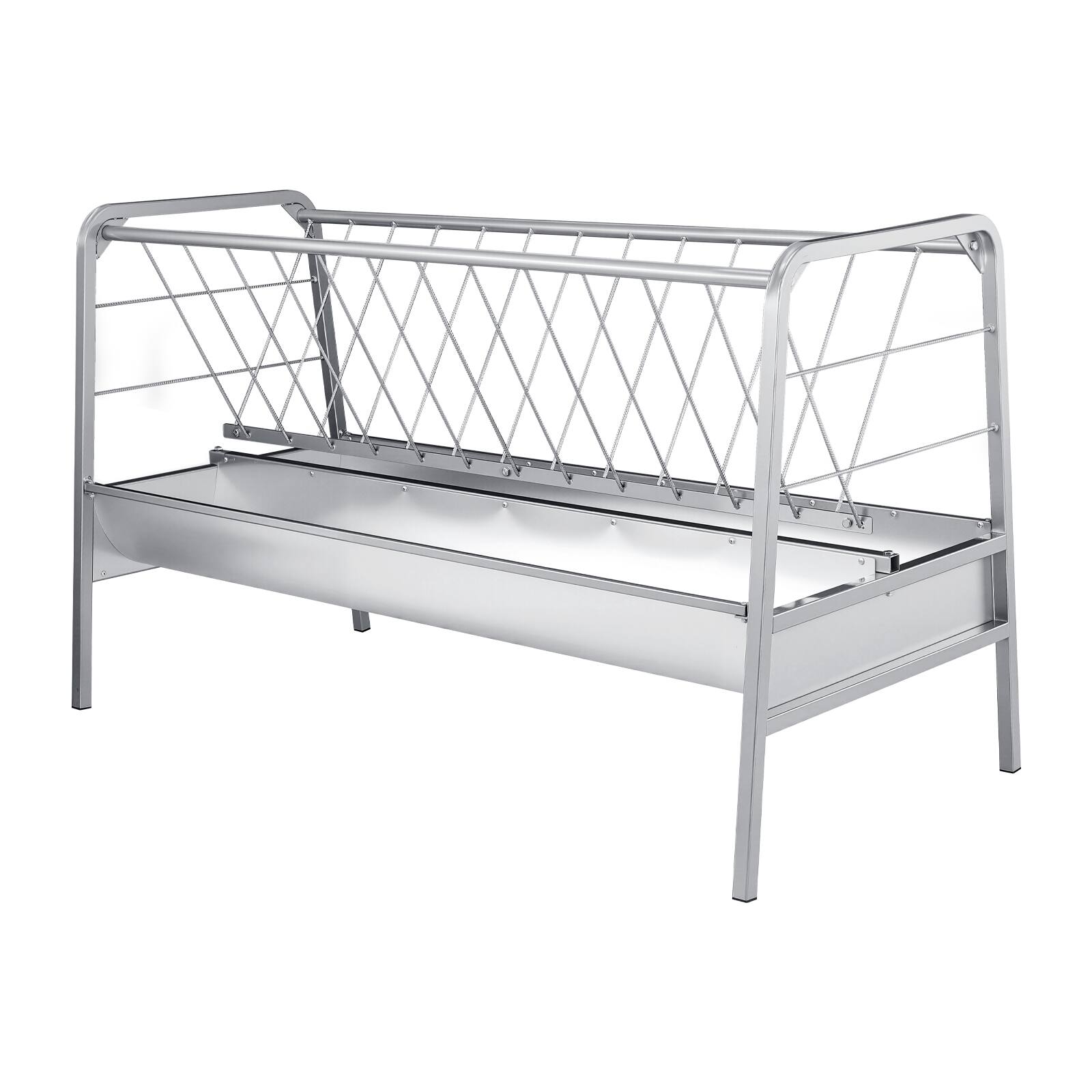 Alt View 5. VEVOR - Livestock Hay Feeder, 2 in 1 Grain & Hay Feeder, 80-Gallon Capacity, 57.9" Long Goat Pasture Feeding with Deeper Feeding - Silver.