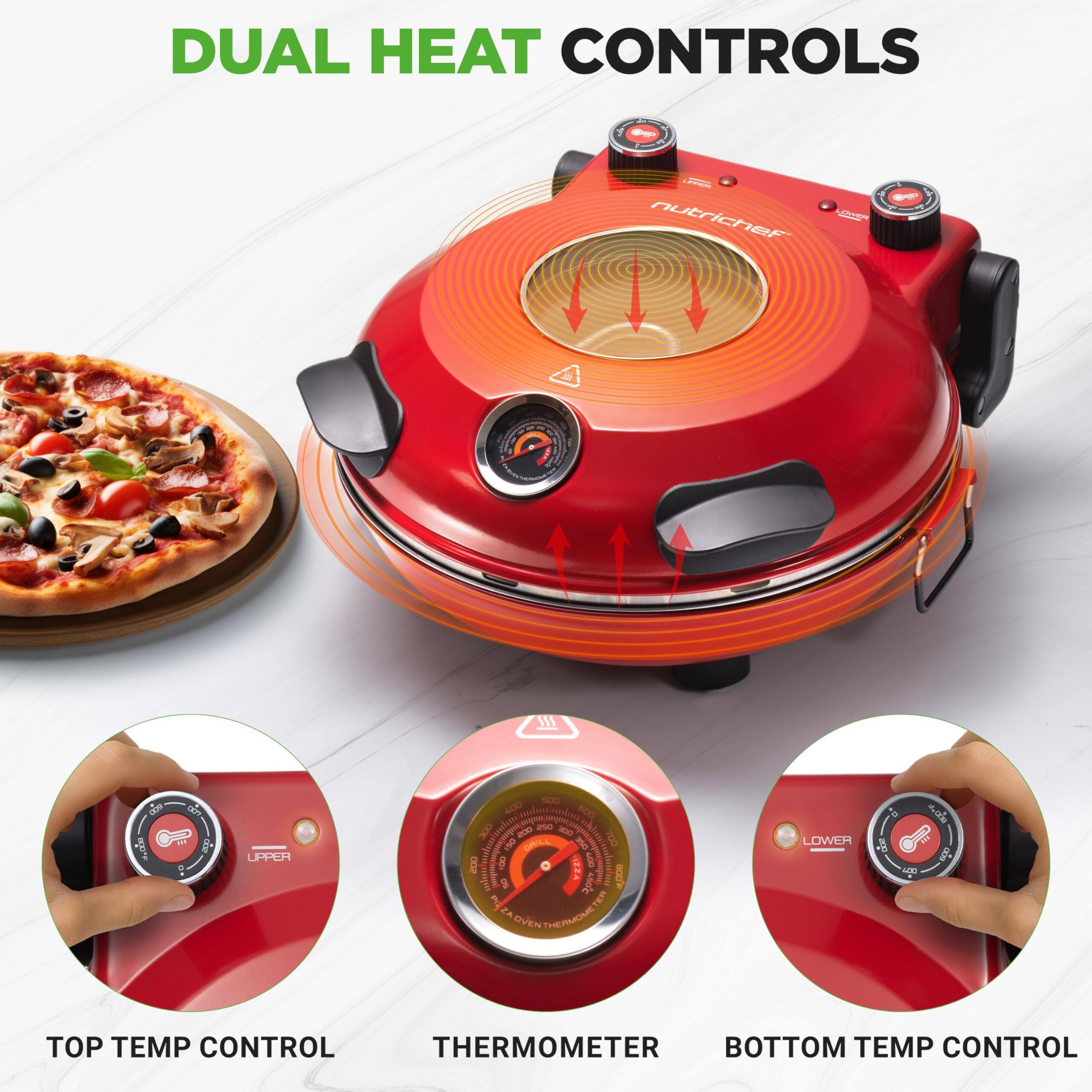 DUAL HEAT CONTROLS

TOP TEMP CONTROL

THERMOMETER

BOTTOM TEMP CONTROL