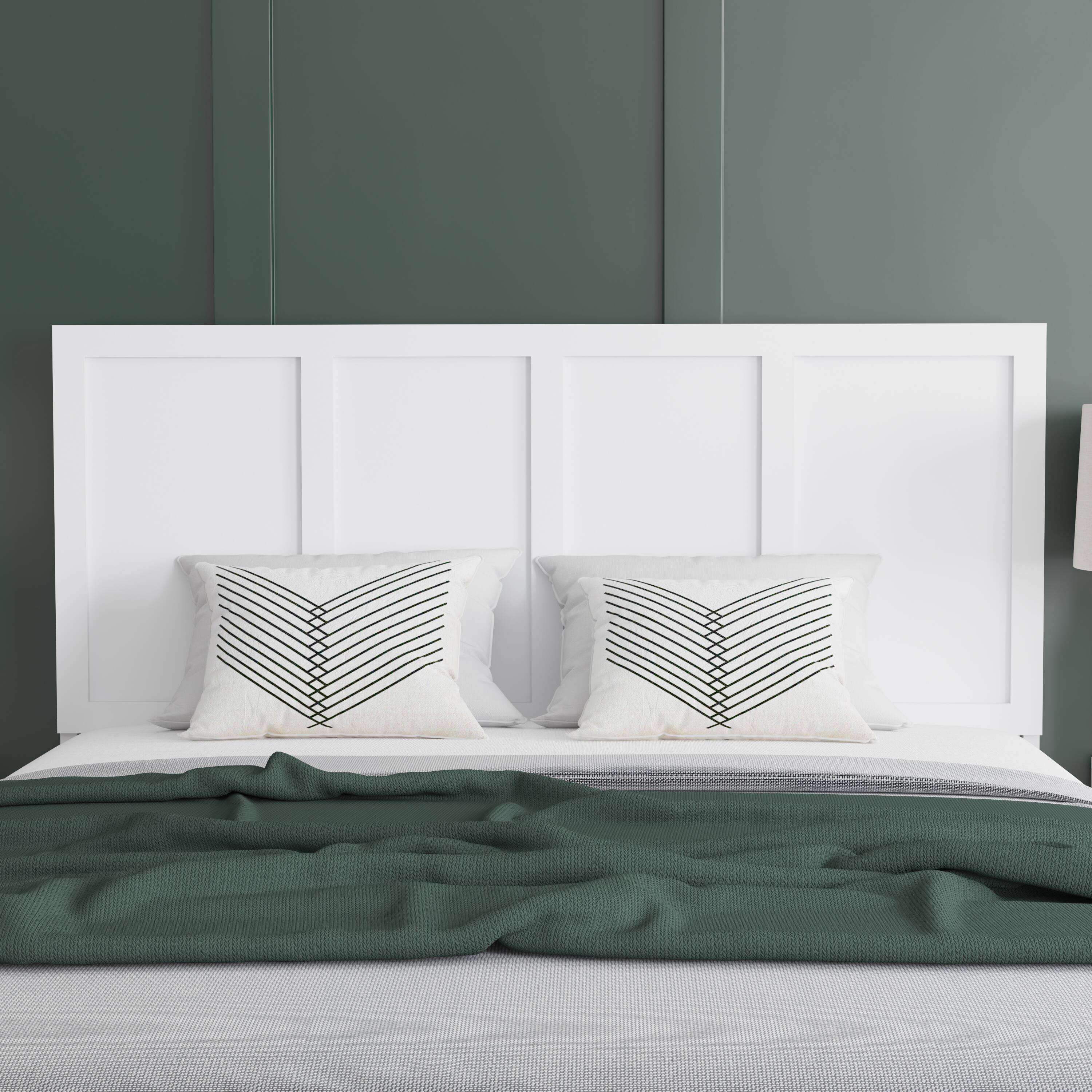 Alt View 3. Emma + Oliver - Omar Paneled Wooden Adjustable Headboard Only - White.