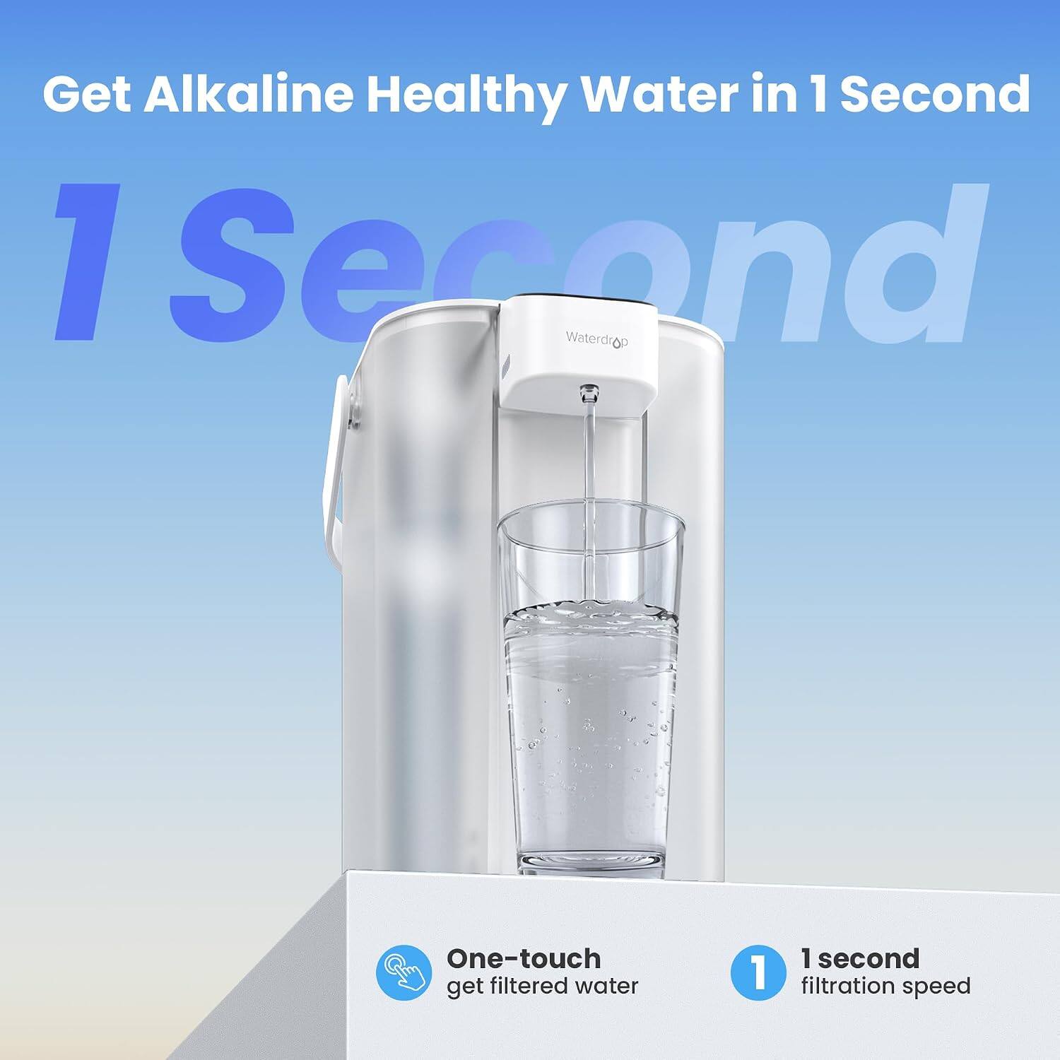 Get Alkaline Healthy Water in 1 Second

1 Second

One-touch get filtered water

1 second filtration speed