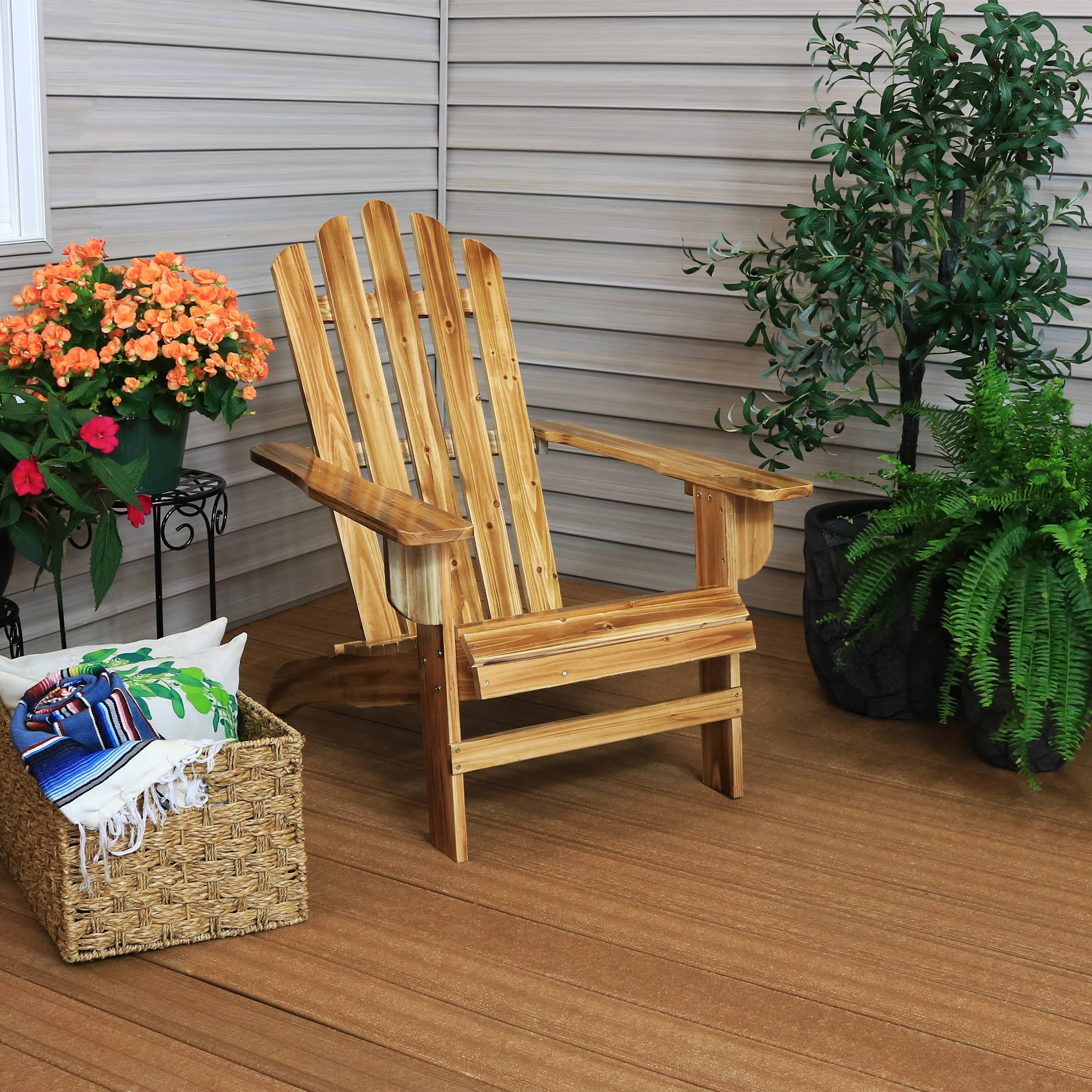 Alt View 3. Sunnydaze - Rustic Fir Wood Adirondack Chair - Charred Finish - Brown.