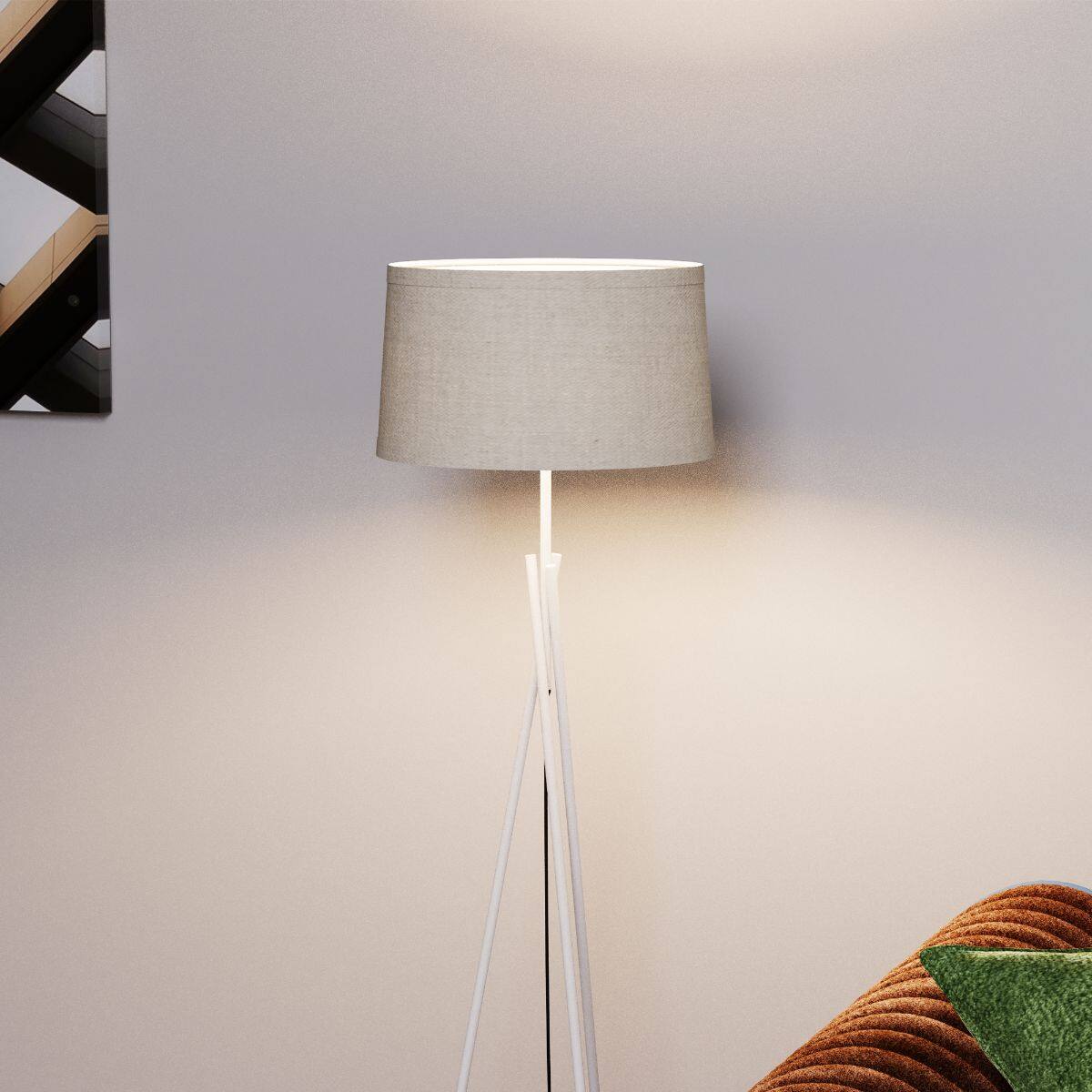 Alt View 2. Infibrite - Sleek Crossed Legs 66 Inch Floor Lamp with Fabric Shade, E26 Bulb Compatible - White.