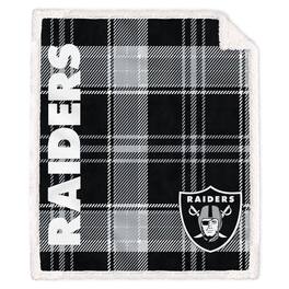 Pegasus - Las Vegas Raiders 50" x 60" Playmaker Plaid Ultra Cozy Sherpa Throw - Multicolor