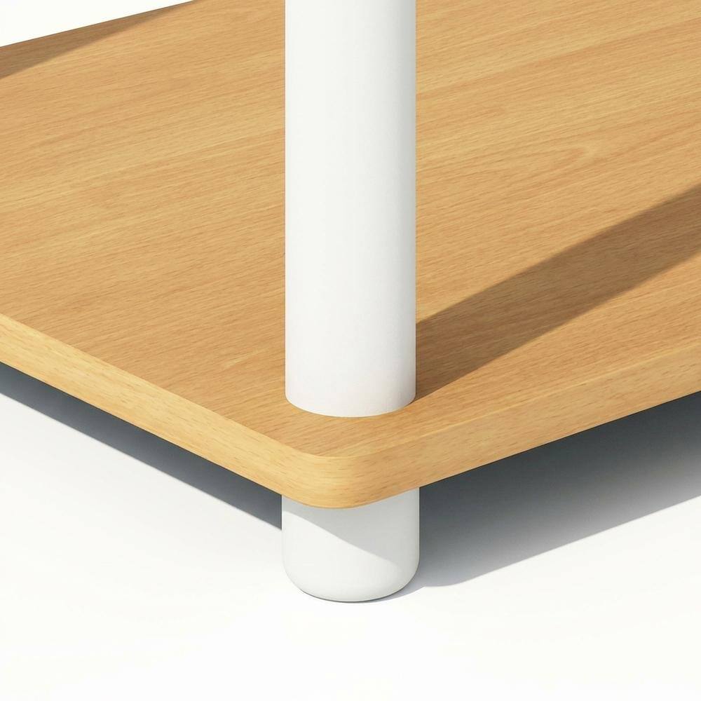 Alt View 2. FurniFact - Engineered Wood bookcase with modern design for living room or office storage - Beech/White.