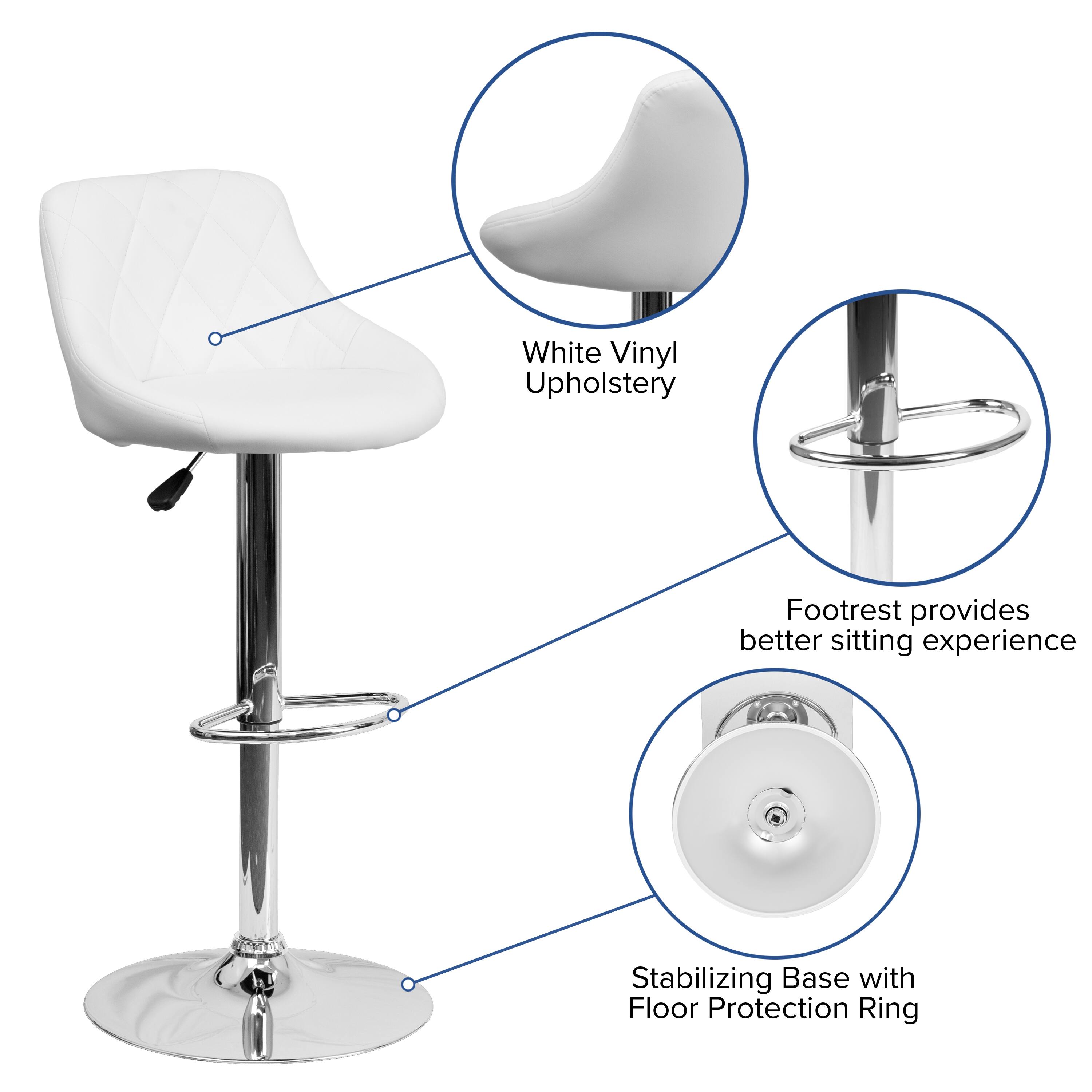 White Vinyl Upholstery Footrest provides better sitting experience Stabilizing Base with Floor Protection Ring