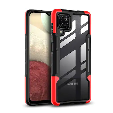 Front. Reiko - Shockproof Excellent Grip With Silky Feeling For Samsung A12 5G In Red - Red.