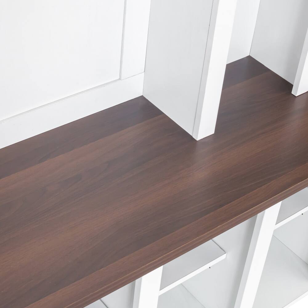Alt View 8. Loheer - Loheer Farmhouse Wooden Hall Tree 4-in-1 Entryway Shoe Cabinet Walnut Storage Bench - White and Walnut.