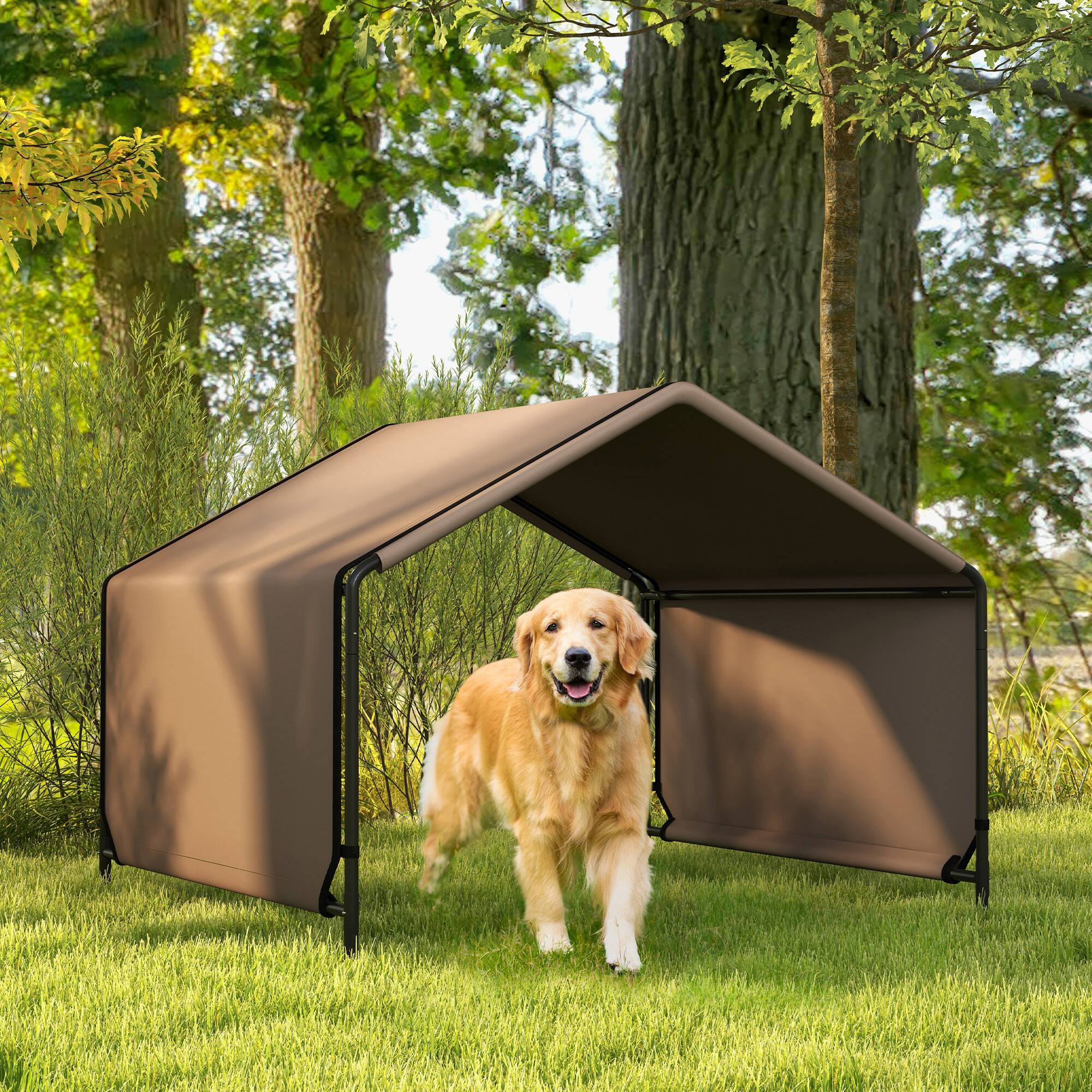 Angle. Pawhut - Dog Shade Shelter, Portable Pet Tent, Water Resistant House, Shade Protection, Outdoor.