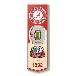 YouTheFan - Alabama Crimson Tide 6'' x 19'' 3D StadiumView Banner - Multicolor