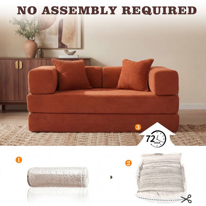 NO ASSEMBLY REQUIRED

1. [Image of a rolled-up item]
2. [Image of a folded item with scissors]
3. 72 HOUR