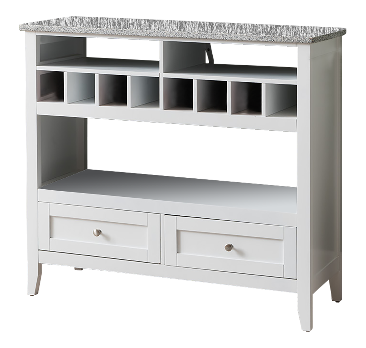 Angle. Kings Brand Furniture - Kings Brand Furniture White With Marble Finish Buffet Display Console Table With Wine Storage - White.