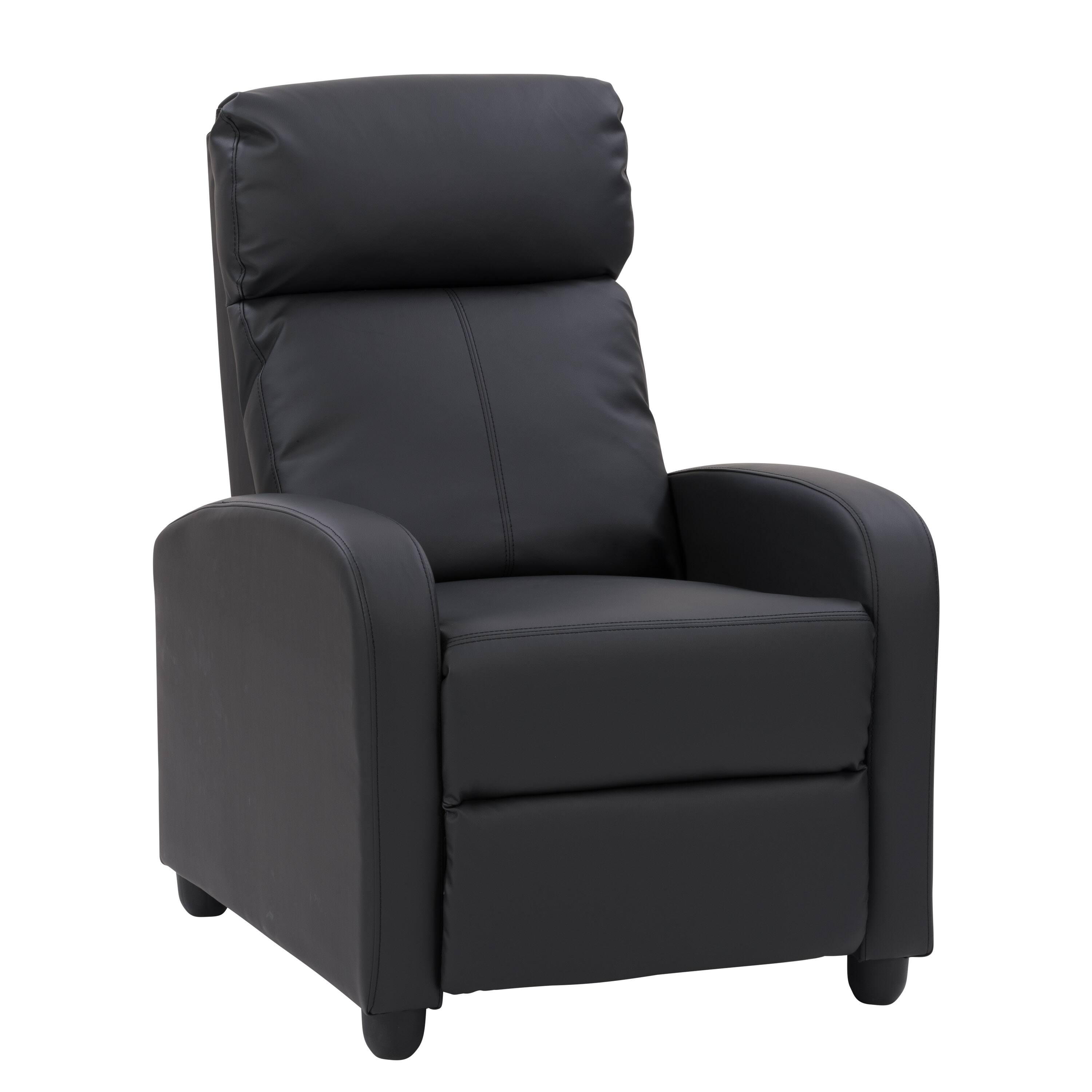 Angle. CorLiving - Oren PU Recliner - Black.