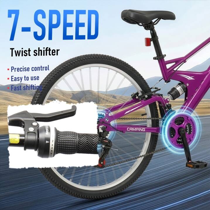 7-SPEED Twist shifter  
Precise control  
Easy to use  
Fast shifting  

SUAN  
2 23450  
CAMPING