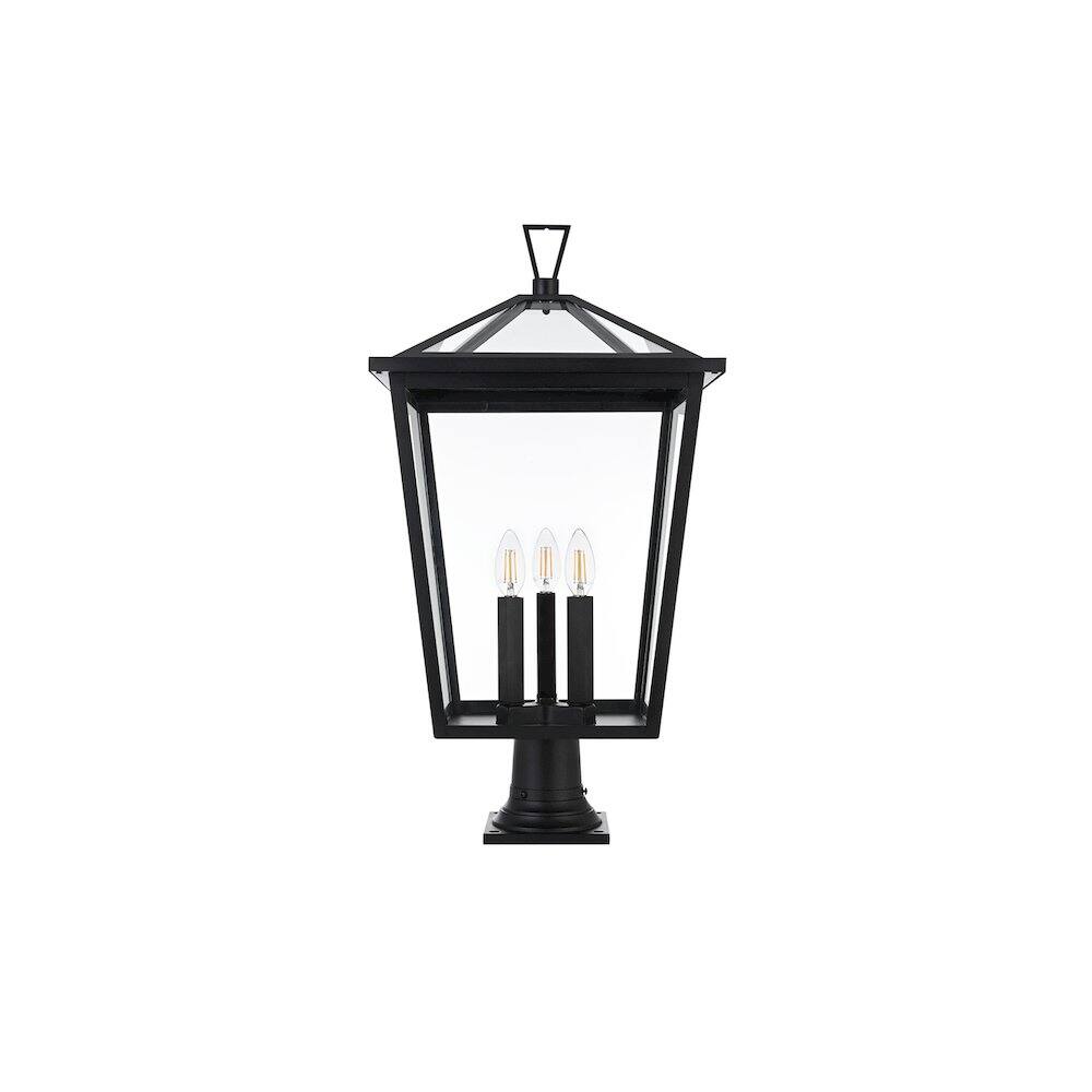 Left. Elegant Lighting - Oxford 7 inch Outdoor Pendant in Black - Black.
