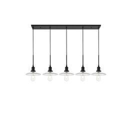 Living District - Waltz 5 Light Black Pendant - Black And Clear