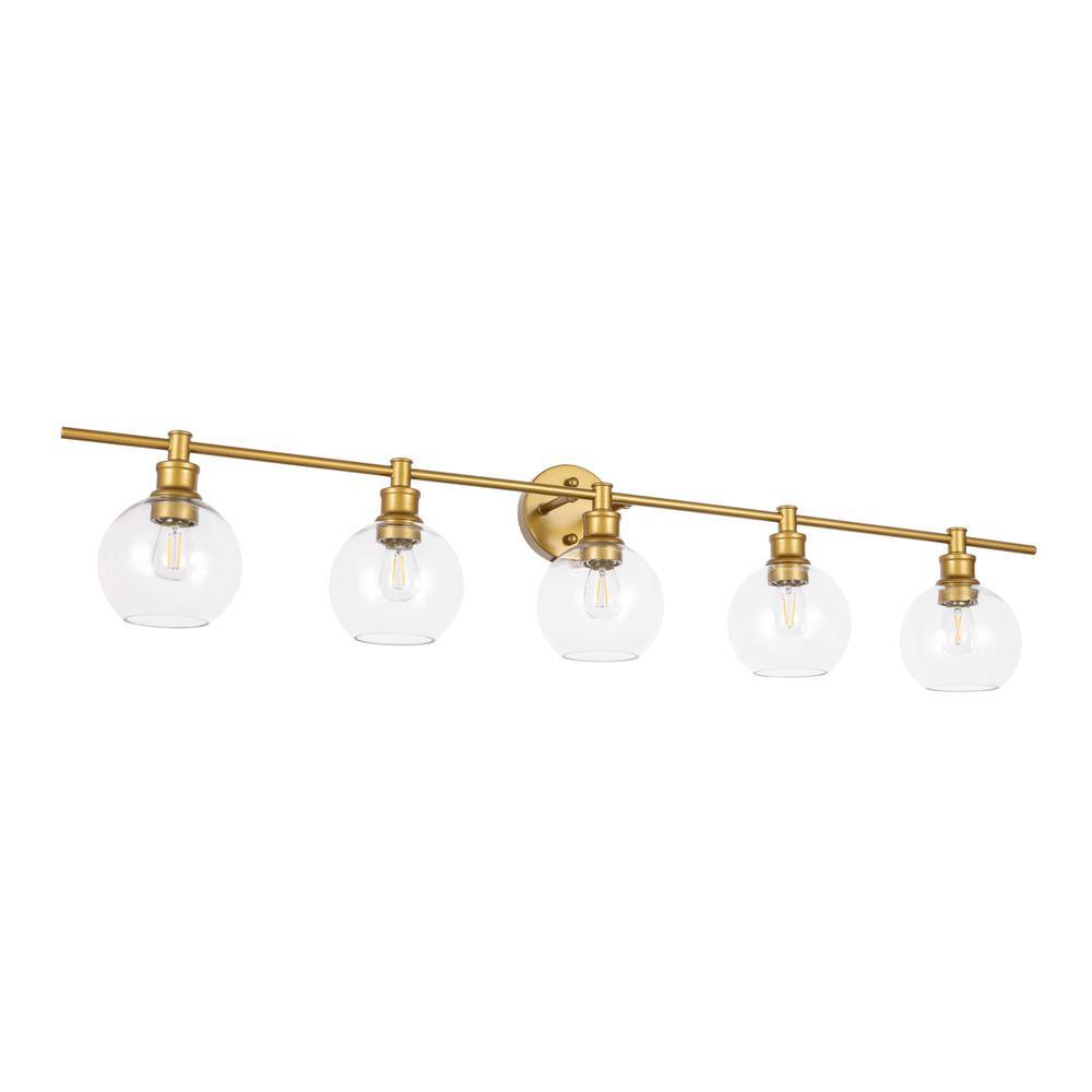 Left. Living District - Collier 5 light Brass and Clear glass Wall sconce - Brass And Clear Glass.