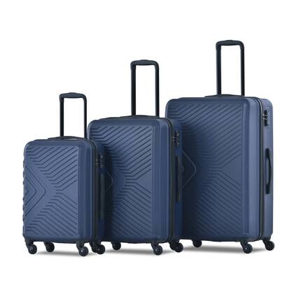 Front. Ropilly - Ropilly 3 Piece Luggage Set ABS Hard Shell Suitcase Set Navy - Navy.