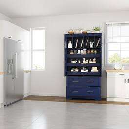 Forest'nSky - 72.6" Farmhouse Kitchen Pantry, 40" Wide with Pull-Out Trays & Cake Pan Storage Organizer - Blue