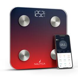 Nautica - Smart Body Scale, Fat, Muscle Mass Tracking & More, Syncs with Smartphone for Body Composition Tracking, 396 Lbs - Navy Red