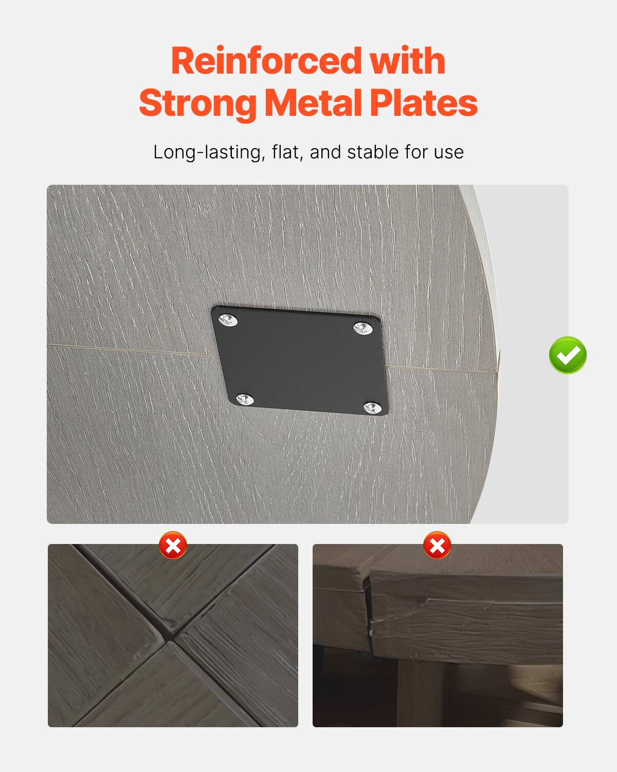 Reinforced with Strong Metal Plates

Long-lasting, flat, and stable for use