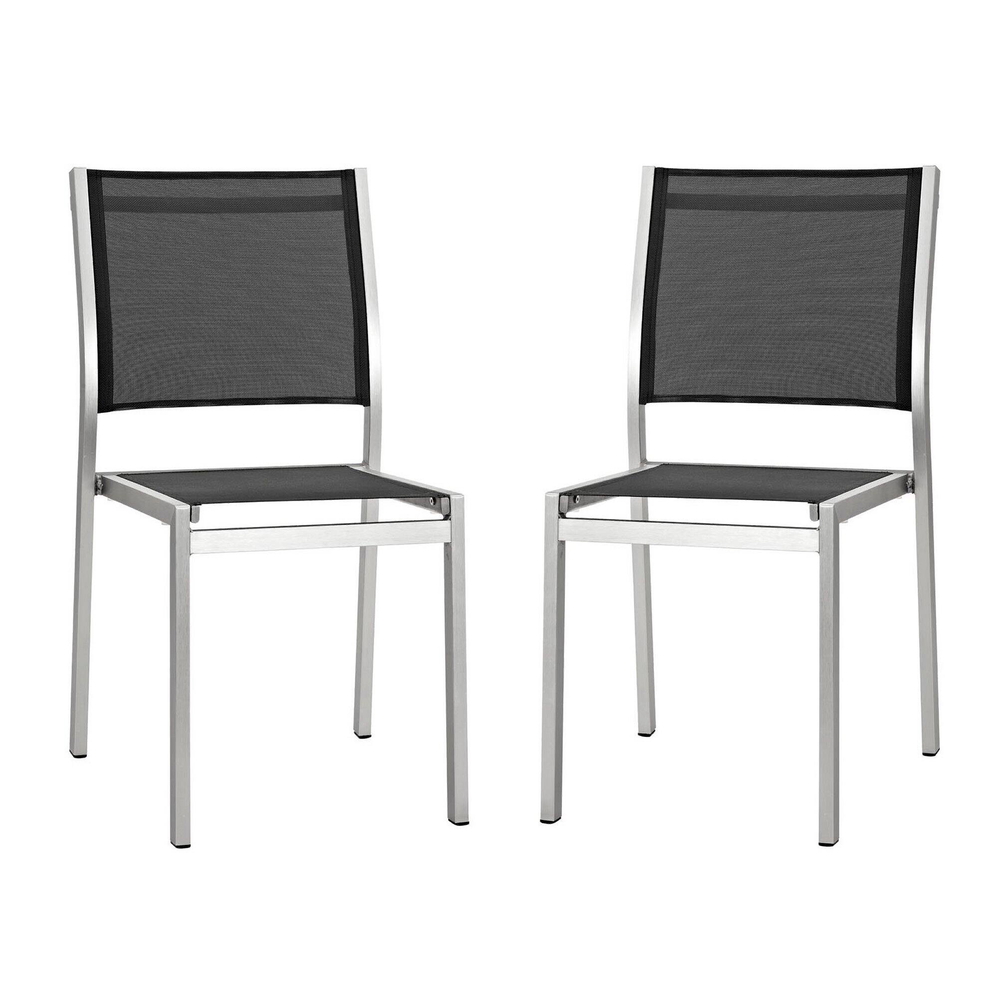 Angle. Modway - Shore Outdoor Patio Aluminum Side Chair Set of 2 by Modway - Silver Black.