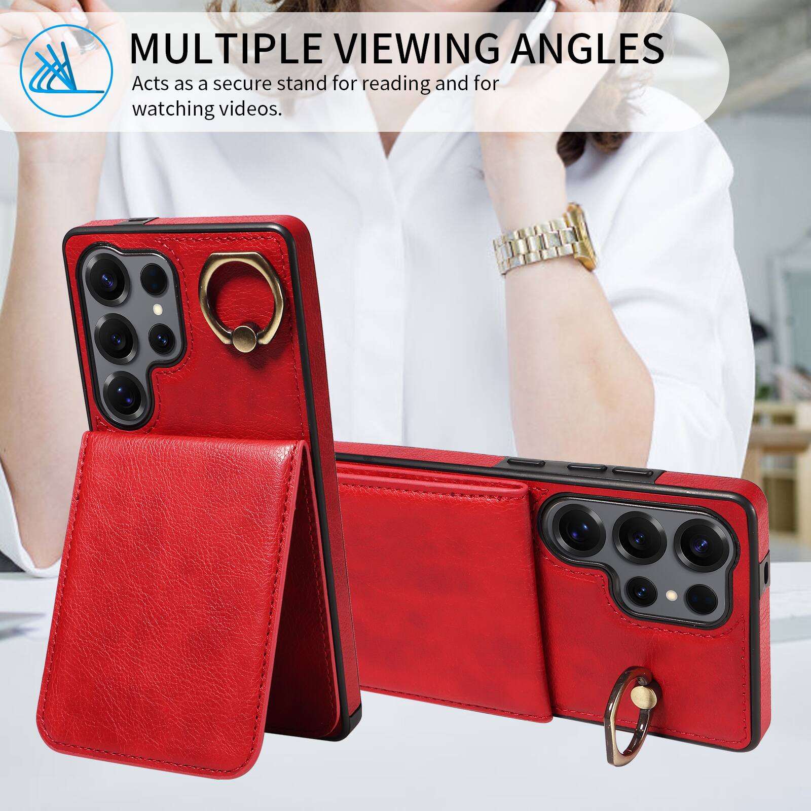 MULTIPLE VIEWING ANGLES  
Acts as a secure stand for reading and for watching videos.
