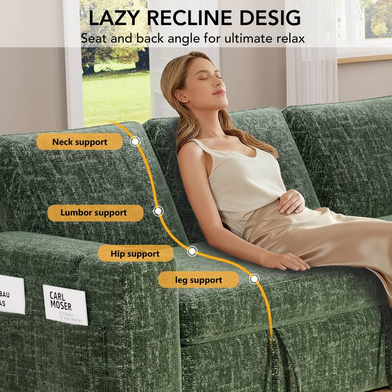 LAZY RECLINE DESIGN  
Seat and back angle for ultimate relax  

- Neck support  
- Lumbar support  
- Hip support  
- Leg support  

CARL MOSER  
BAU AS