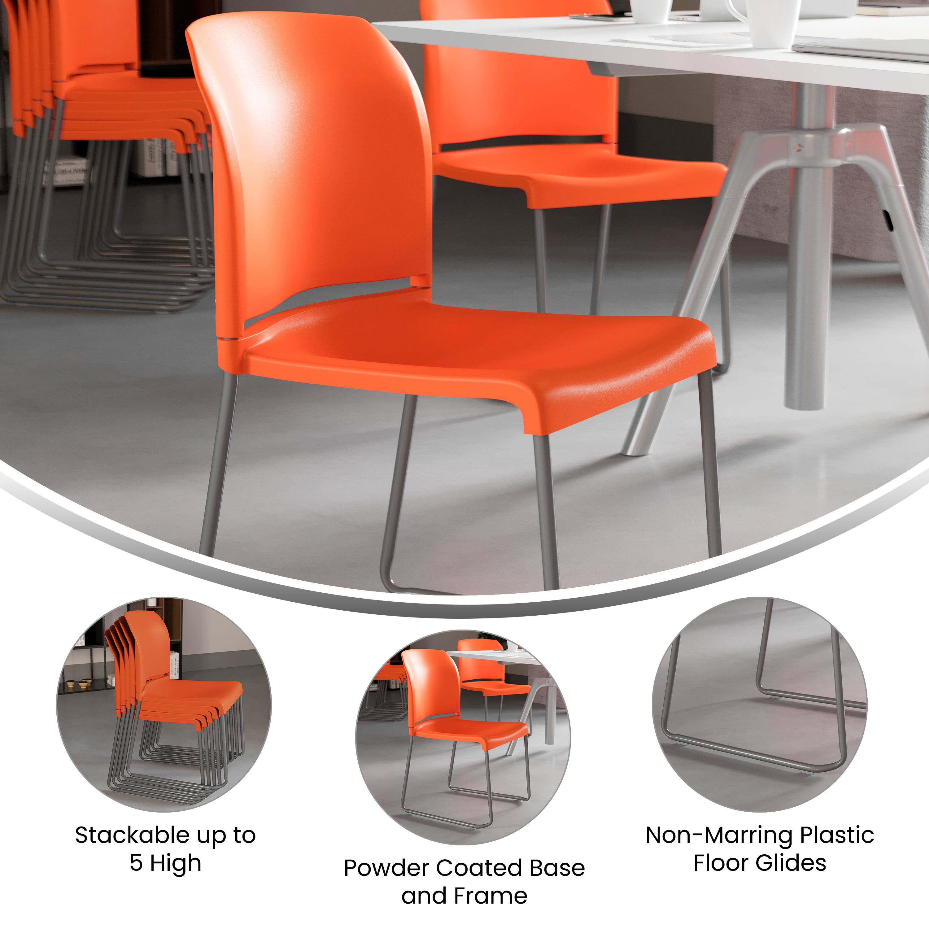 - Stackable up to 5 High
- Powder Coated Base and Frame
- Non-Marring Plastic Floor Glides
