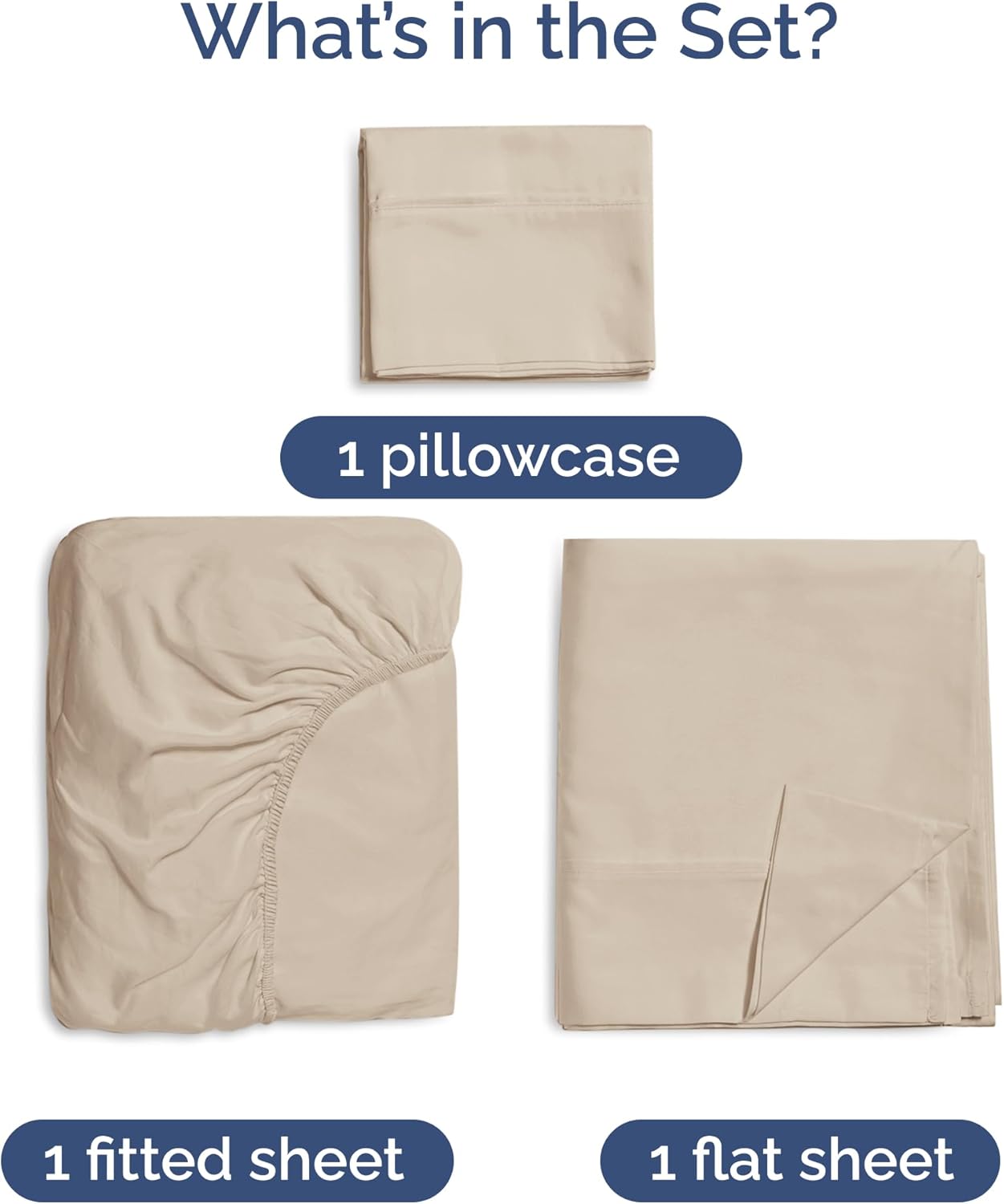 What's in the Set?  
1 pillowcase  
1 fitted sheet  
1 flat sheet