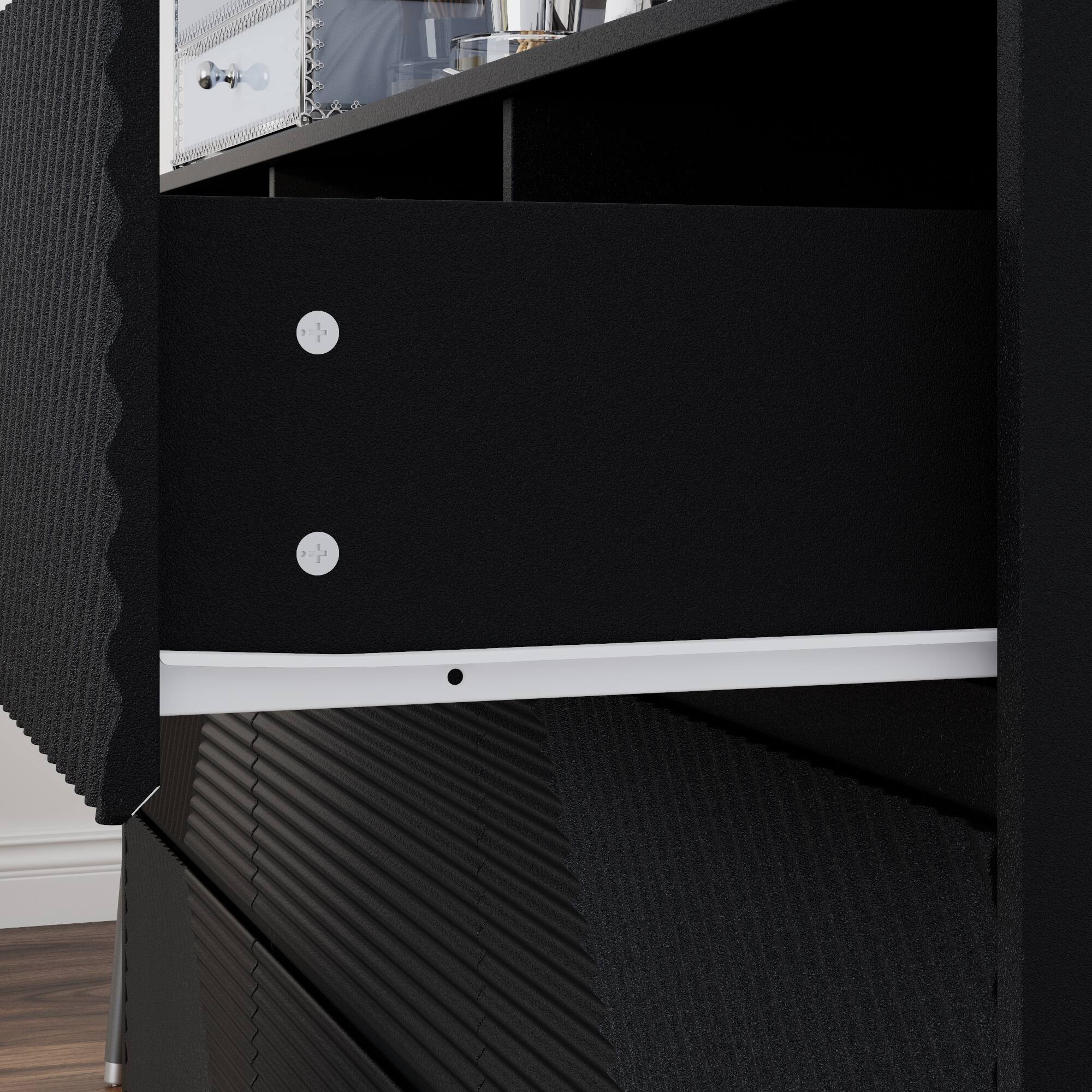 Alt View 9. Famapy - Famapy Textured 9 Drawers Dresser: Geometric Design & Anti - Tip Safety - Black.