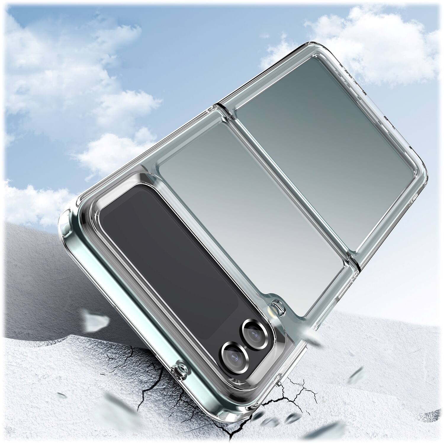 Alt View 14. SaharaCase - Hybrid-Flex Hard Shell Case for Samsung Galaxy Z Flip4 - Clear.
