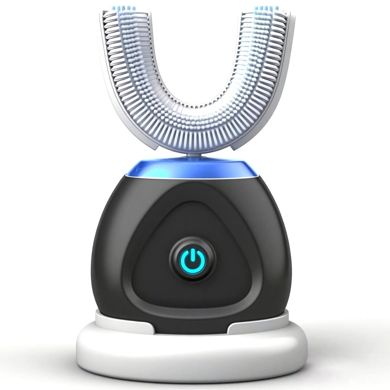 Front. Cozy Serene - Automatic U-shaped Ultrasonic 360 Auto Toothbrush With Blue Light For Adults - Default.