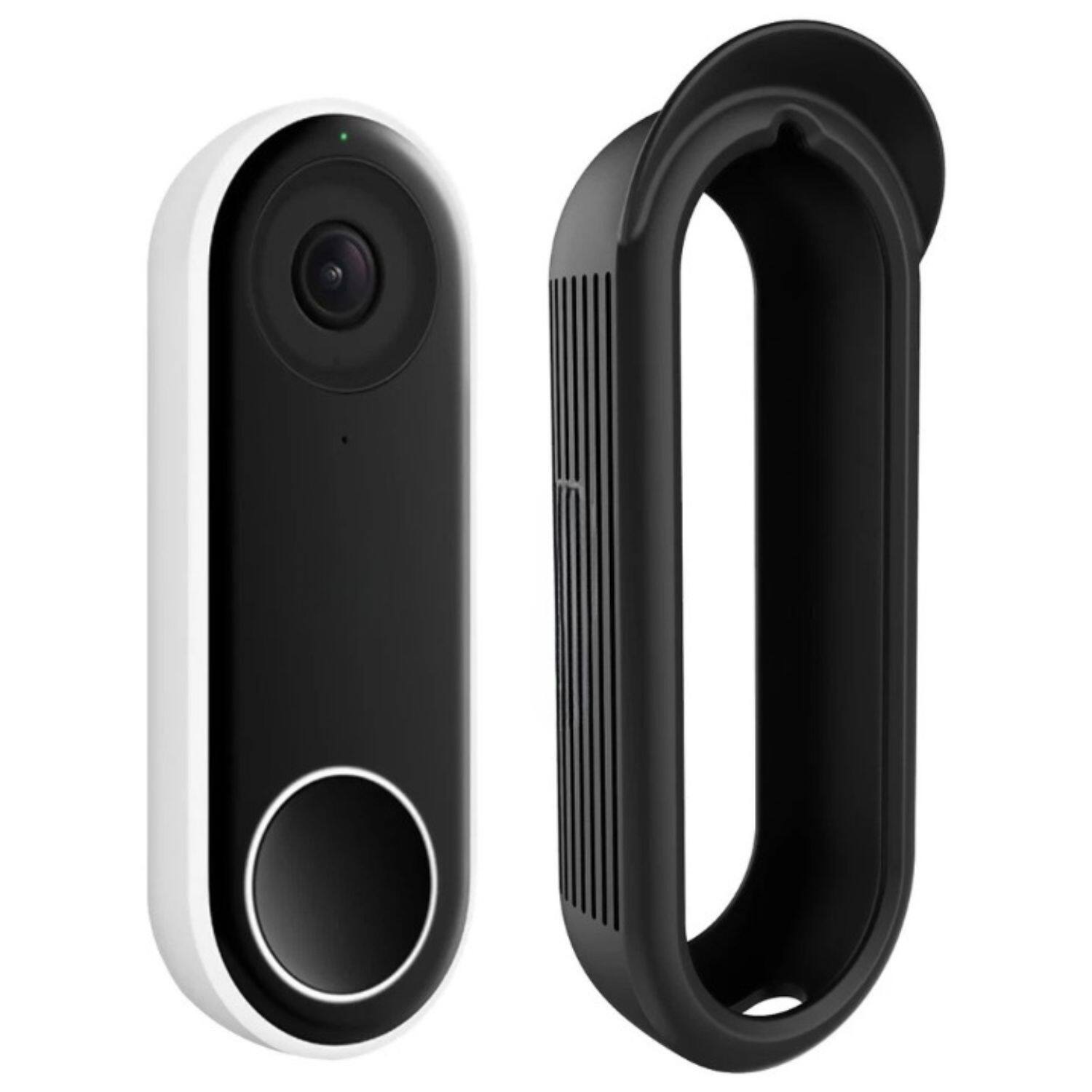 Angle. Stock Preferred - Silicone Cover for Nest Doorbell (Wired) Video Doorbell Protective Skin Case Black - Black.