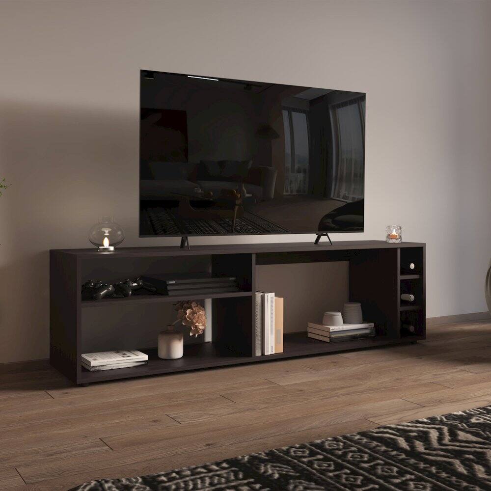 Alt View 3. TuHome - Suxta TV Stand Black MDF - Black.