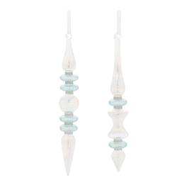 BreeBe - Iridescent Finial Drop Ornament (Set of 24) - Blue