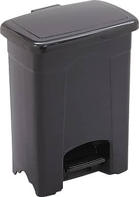 Safco - Step-On Receptacle Plastic Step Trash Can, 4 Gallon - Black