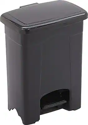 Front. Safco - Safco Step-On Receptacle Plastic Step Trash Can, 4 Gallon, Black (9710BL) - Black.