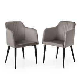 Hivvago - Set of Two 23 Inch Velvet Arm Chair - Gray
