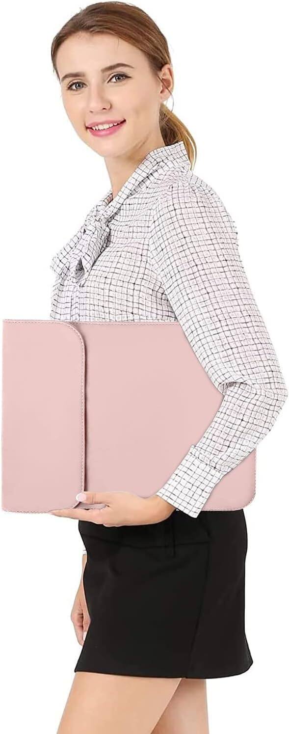 Alt View 2. mosiso - Faux Suede Leather Laptop Sleeve Case 13.3 Inch with Accessory Pouch for MacBook Neo 13 / Air Pro 13 14 M5 M4 M3 M2 M1 - Pink.