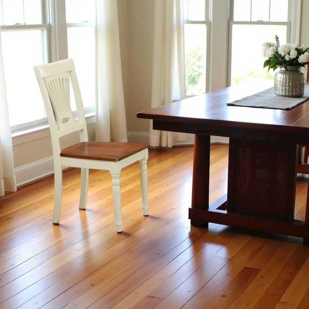 Angle. FurniFact - Elegant Wooden Dining Chairs Set of 2 – White Brown Kitchen Seating - Buttermilk &Cherry.