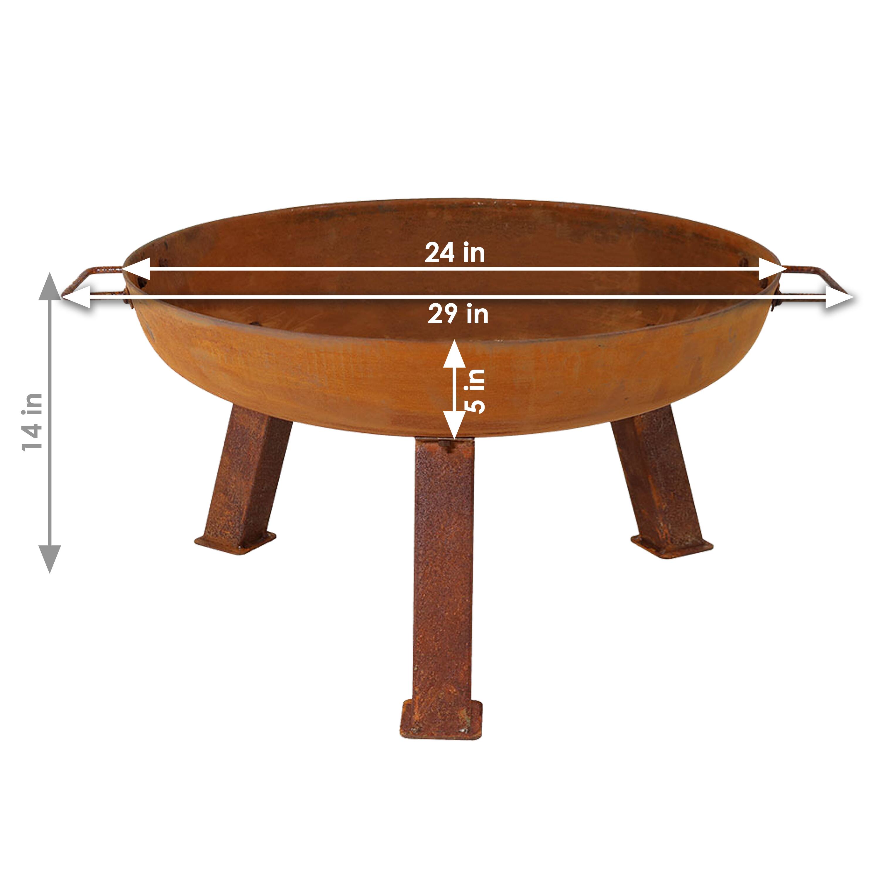 Alt View 7. Sunnydaze - 24 in Small Rustic Cast Iron Fire Pit Bowl with Stand - Rust.