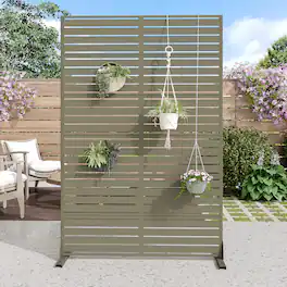 PexFix - 72 in. x 47 in. Louvered Pattern Metal Outdoor Privacy Screen & Panels, Freestanding Garden Divider Fence - Olive Gray