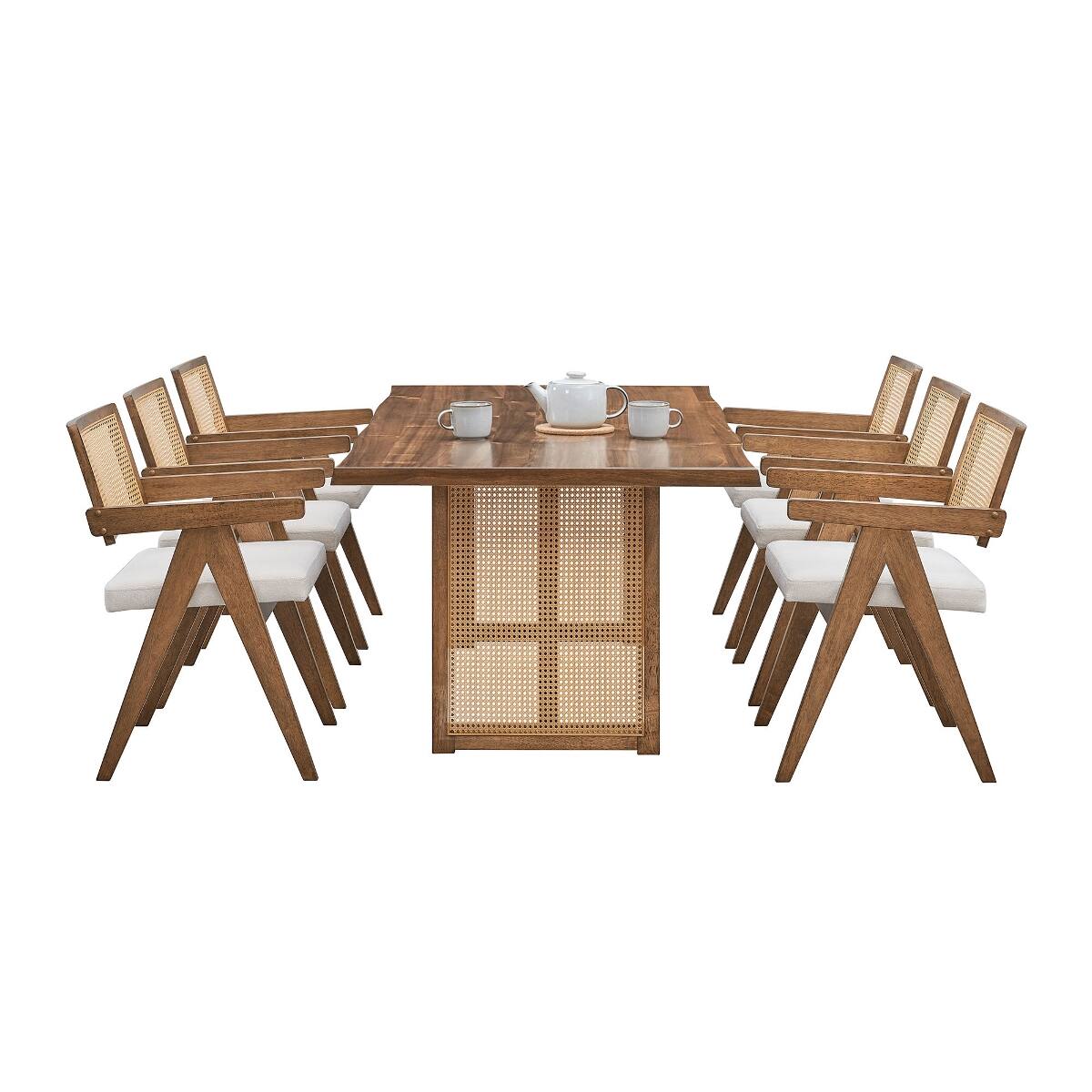 Loheer Wave Edge Dining Table, Natural Rectangular Table for Six Oak ...