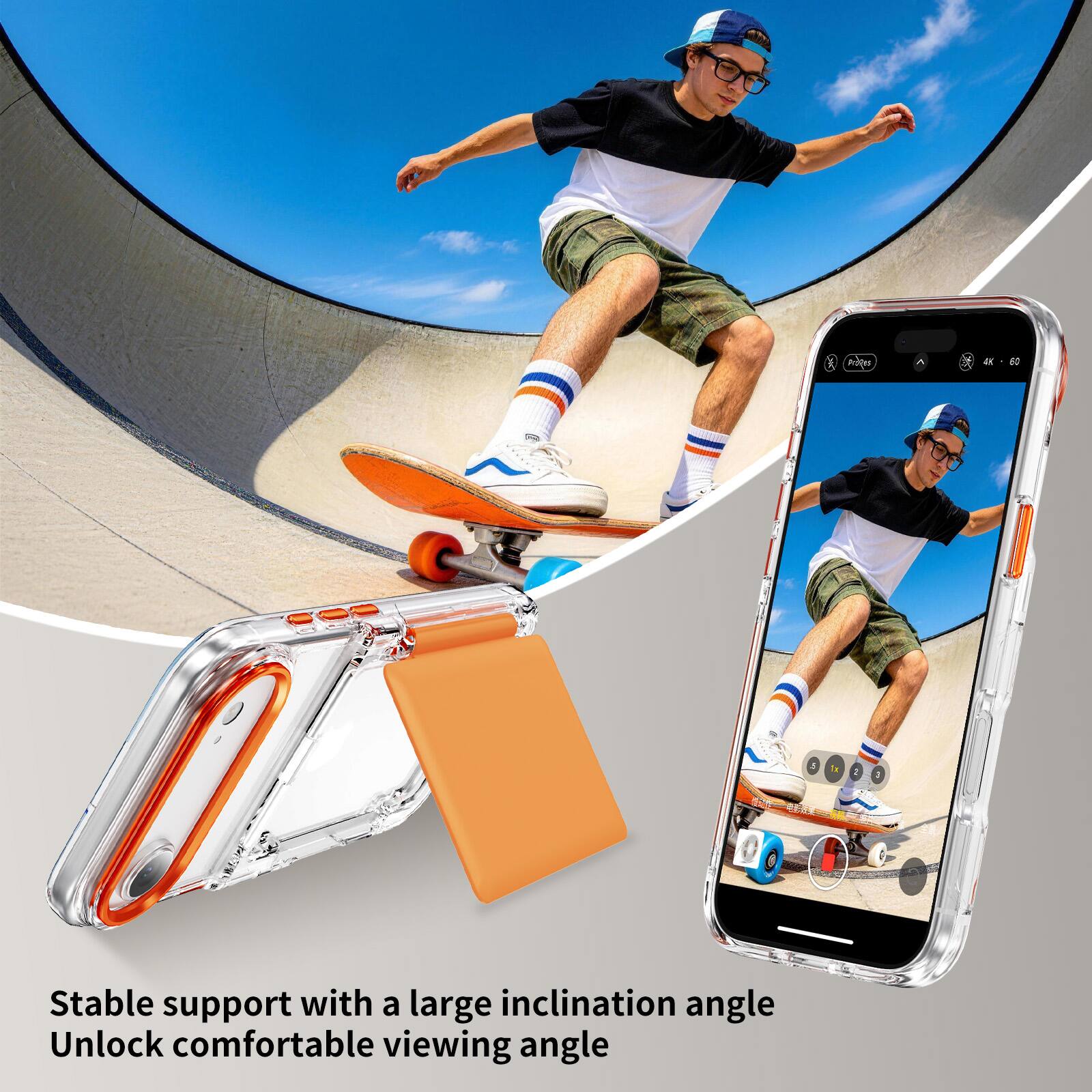 Stable support with a large inclination angle  
Unlock comfortable viewing angle