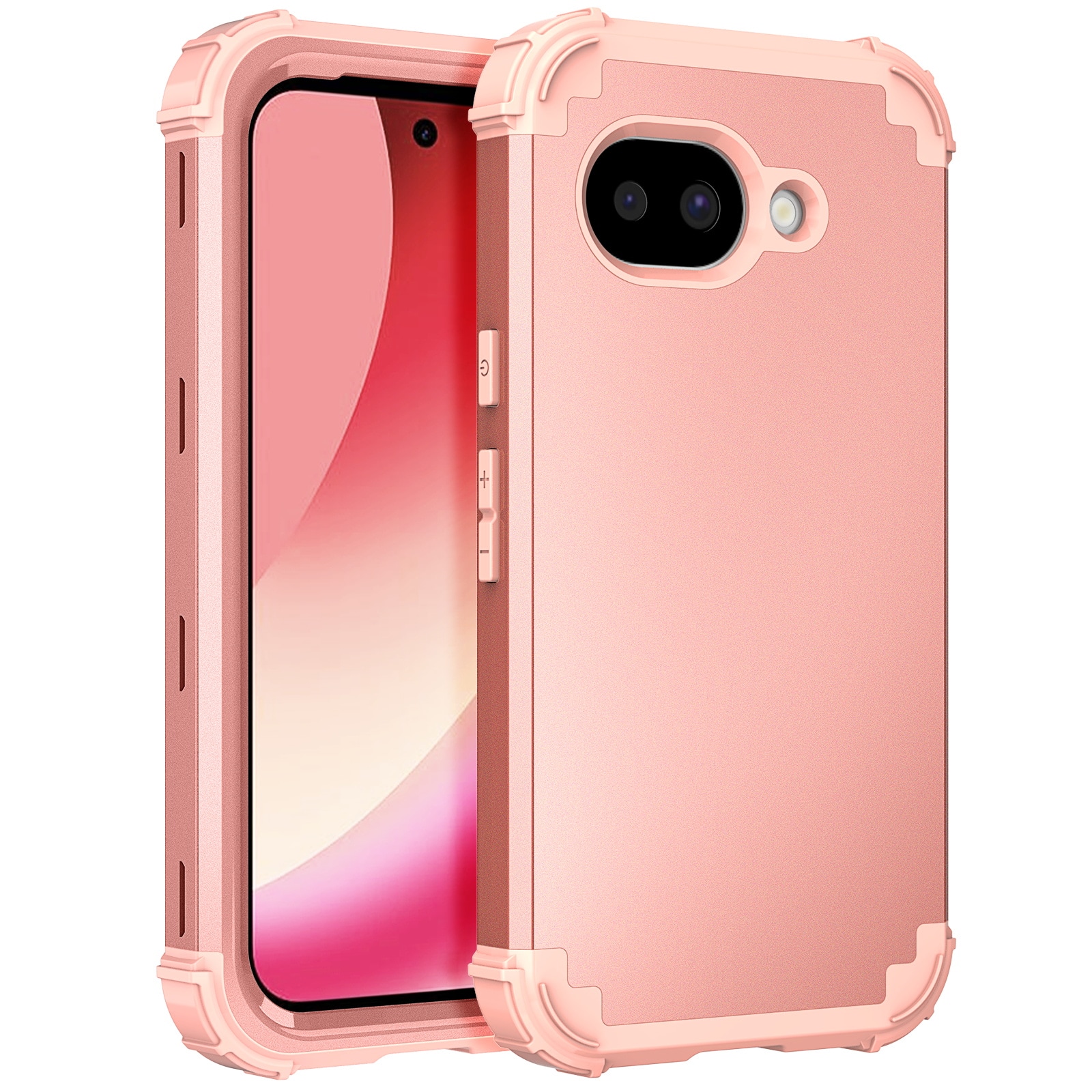 UUCOVER - Heavy Duty Protective Case for Google Pixel 10A, Shockproof Silicone+PC Hybrid Case Anti-Scratch Back Cover - Rosegold