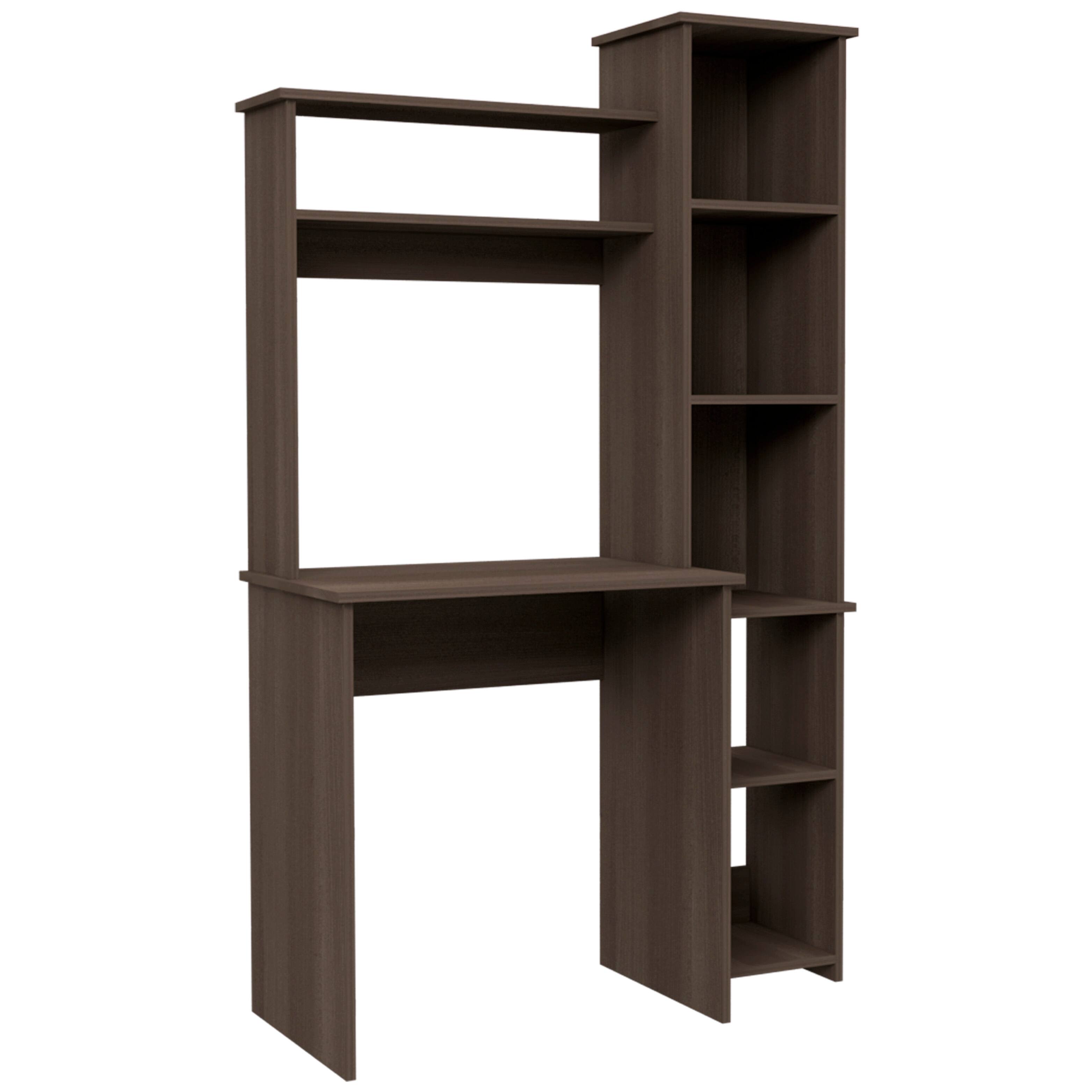 Left. TinyHomie - Aramis Desk Five Shelves Two Superior Shelves Smokey Oak - Gray.